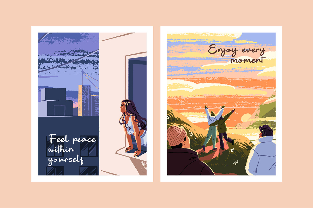 People look at sunset or sunrise set, a Person Illustration by PaperTrident (Photo 4 of 5)