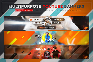 Creative MultiPurpose YouTube Banner, a Social Media Template by BlilDesign