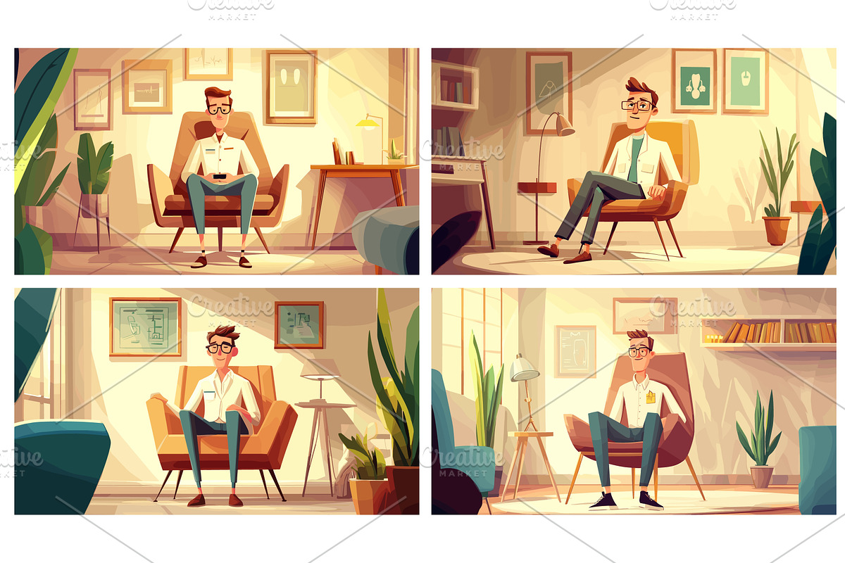 Appointment at psychologist. Cartoon, an Object Illustration by Stock-Smart-Start