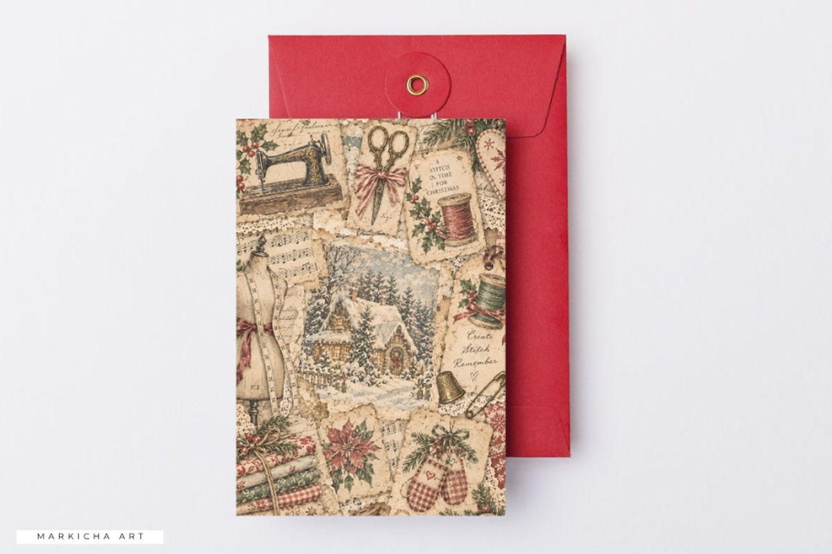 Sewing Christmas Junk Journal Pages, a Background Graphic by Markicha Art (Photo 5 of 5)