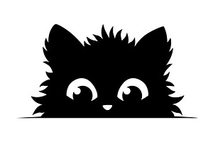 Black cat peeking out window, an Animal Illustration by Things for designers