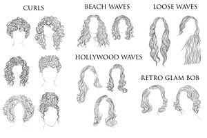 15 Curly And Wavy Hairstyles Vector