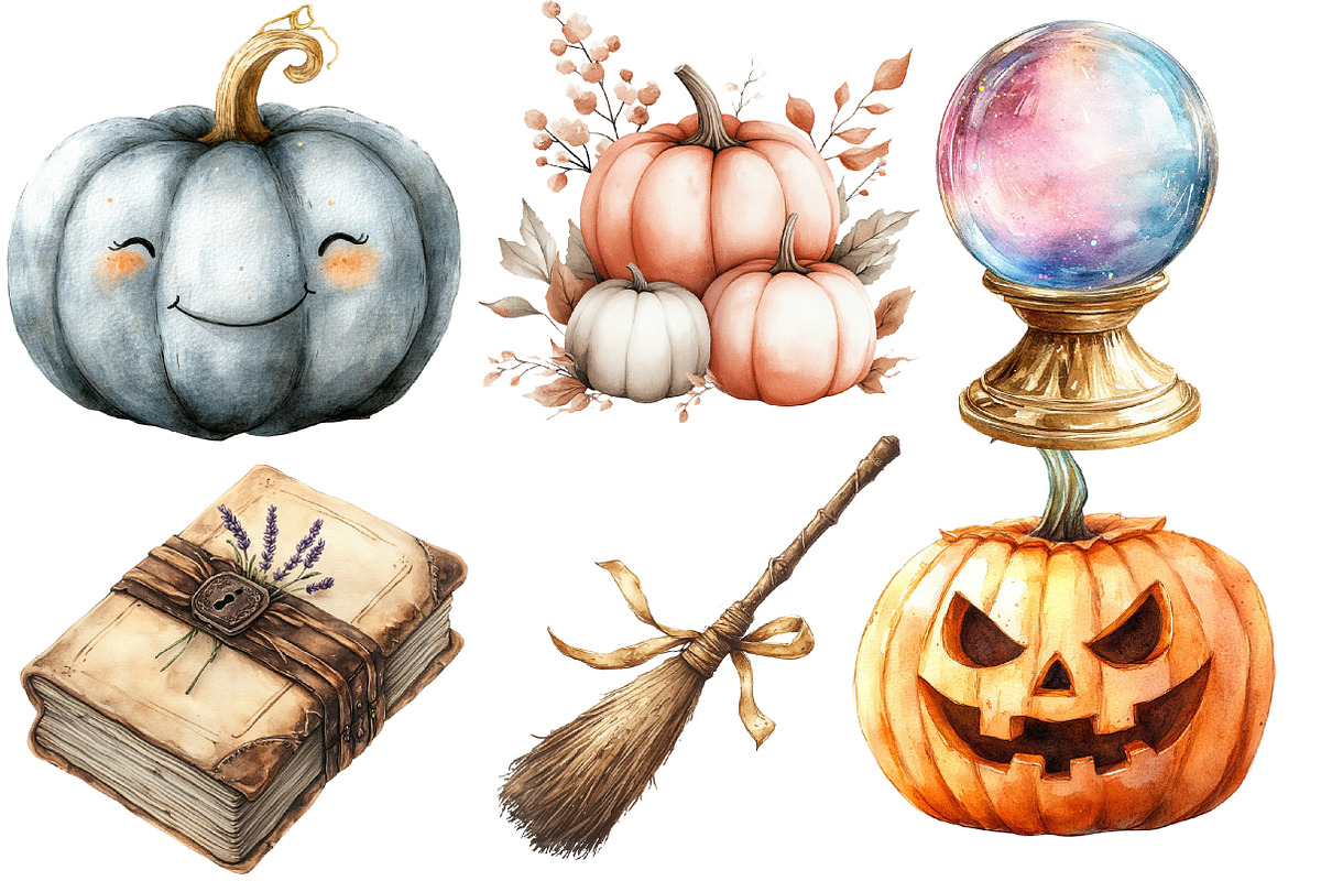 Neutral Pastel Spooky Clipart, an Illustration by Designworld (Photo 2 of 9)