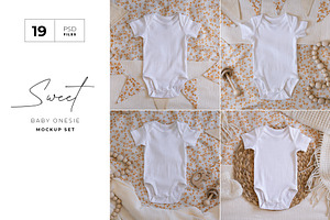 Short Sleeve Baby Onesie Mockup PSD