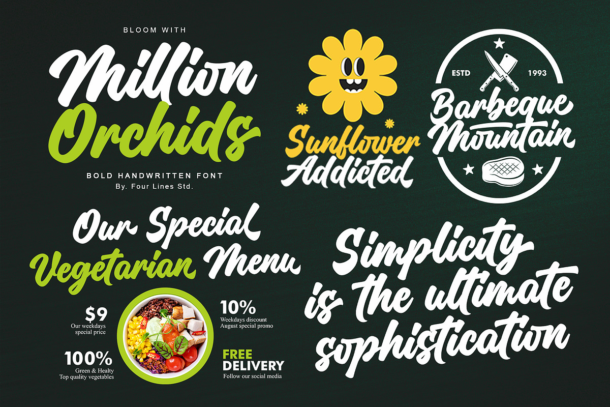 Million Orchids - Casual Handwritten, a Script Font by Four Lines Std. (Photo 10 of 10)