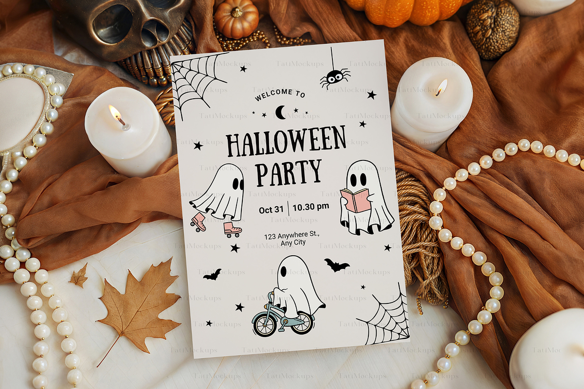 Spooky Halloween Invitation Mockup, an Advertising Mockup by TatiMockup (Photo 4 of 4)