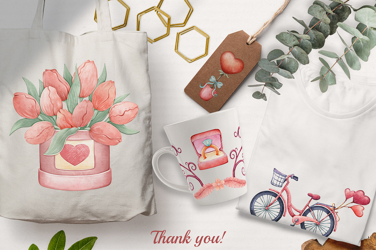Cute Valentines day Clipart PNG, a Seasonal Illustration by Mespilia (Photo 5 of 5)