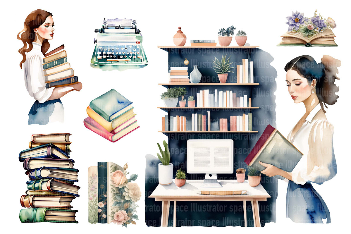 Books clipart, Booklover PNG, an Illustration by Illustrator Space (Photo 3 of 9)