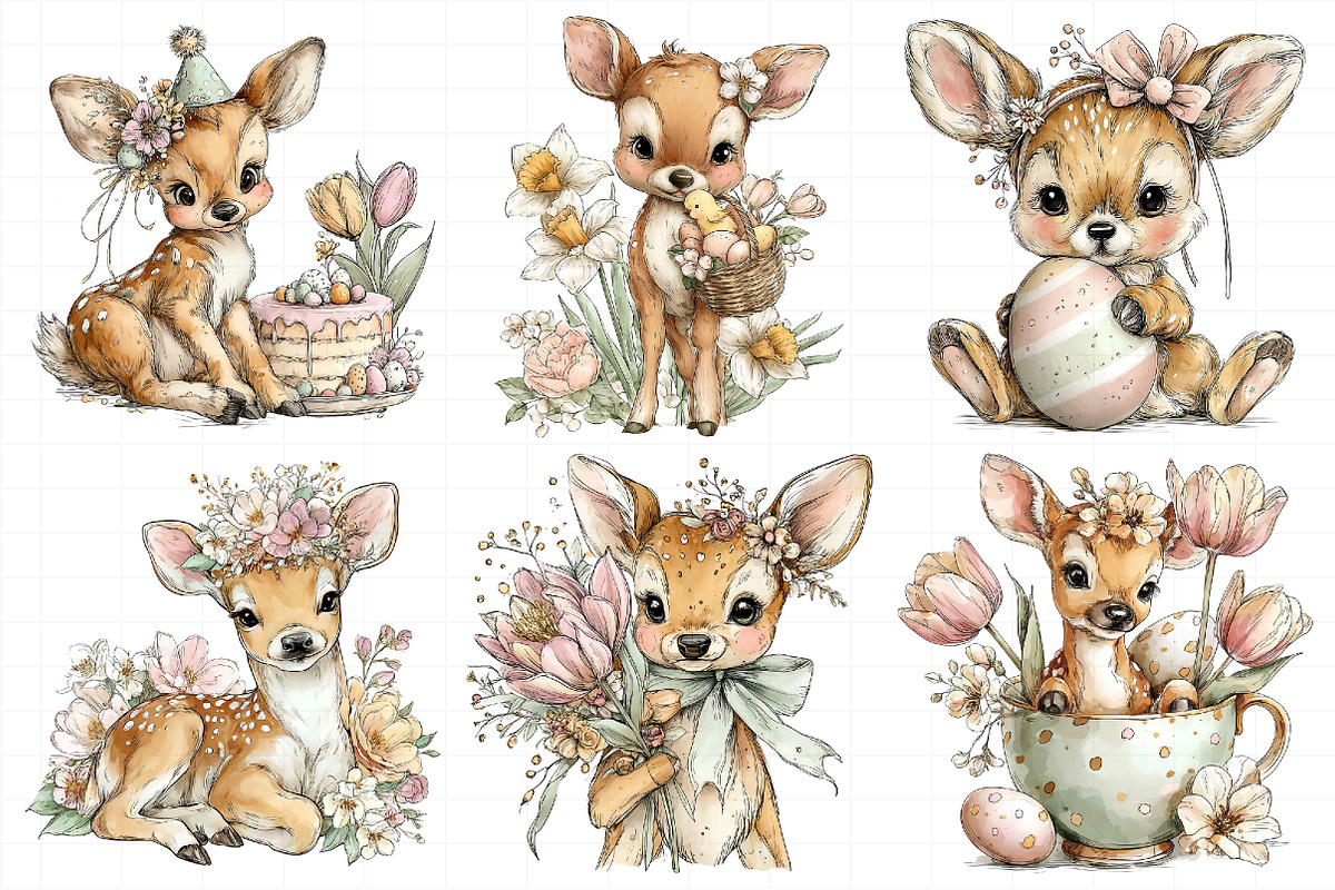 Whimsical Easter Cute Deer Clipart, an Illustration by Daily.Designs (Photo 5 of 7)