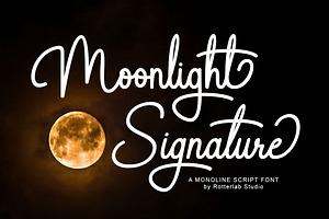 Moonlight Signature, a Script Font by Rotterlab Studio