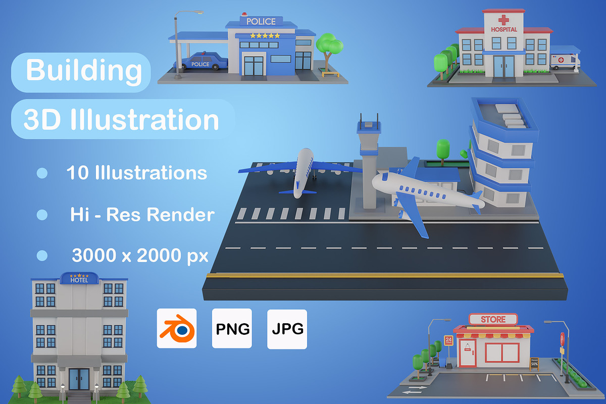 3D Building Pack, an Architecture 3D Model by novia99design (Photo 1 of 9)