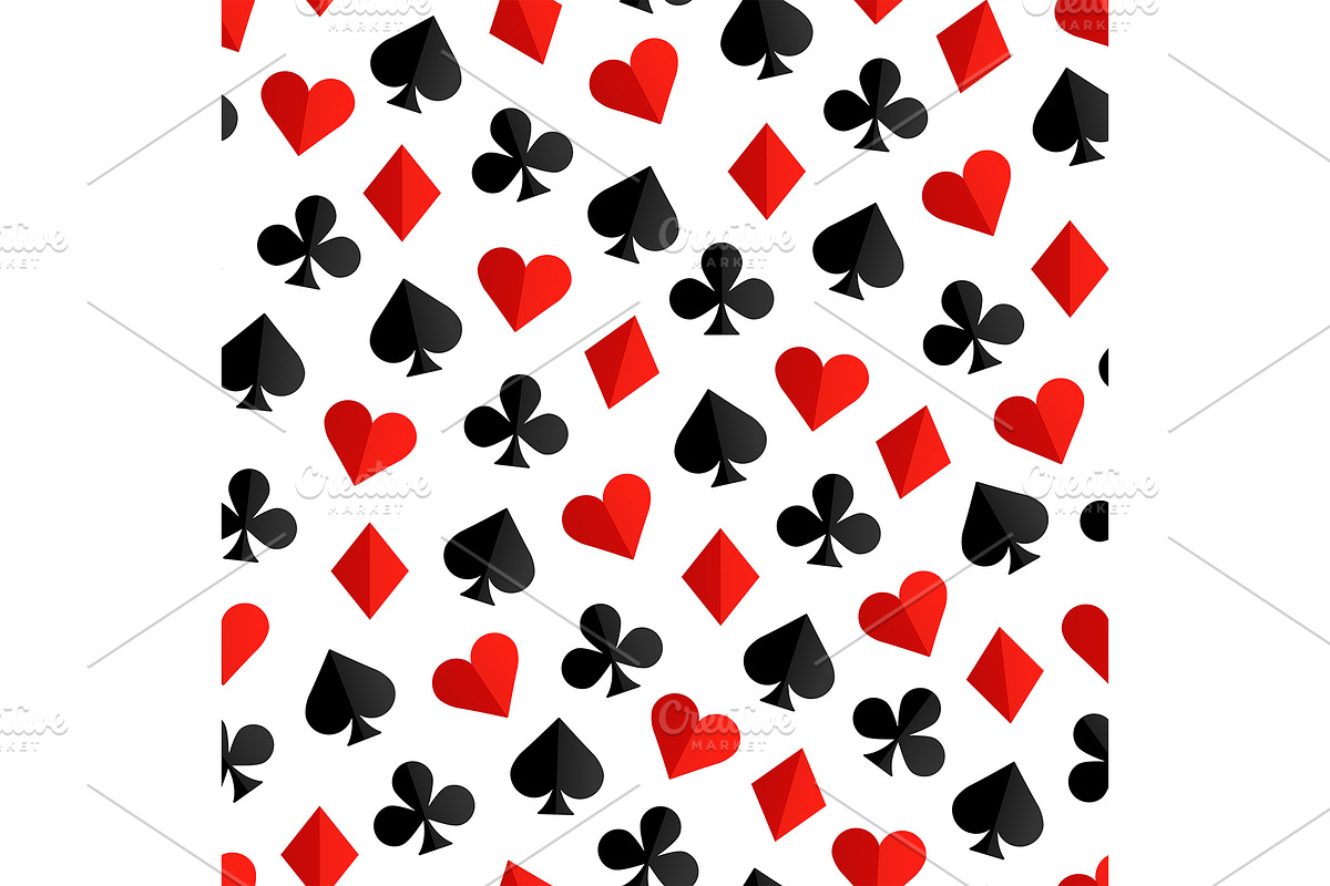 Playing cards suits seamless pattern, a Decorative Illustration by Elen_Art