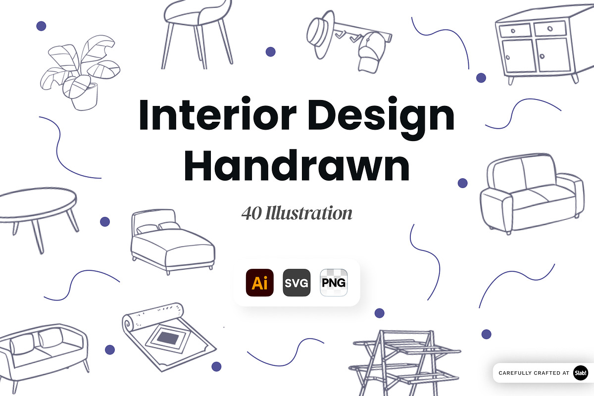 Interior Design Handrawn Vector, an Object Graphic by SLAB! Design (Photo 1 of 2)