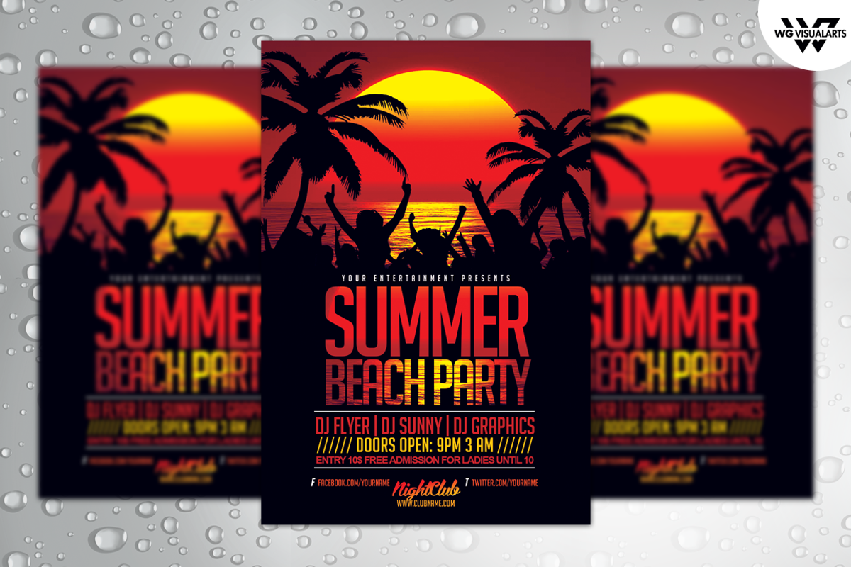 3in1 SUMMER BEACH Flyer Template, a Flyer Template by WG DESIGN (Photo 1 of 5)