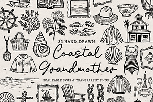 Coastal Grandmother Clipart Set, an Object Illustration by The October Creative