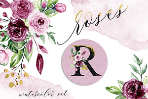 Sale! Watercolor Flowers Roses