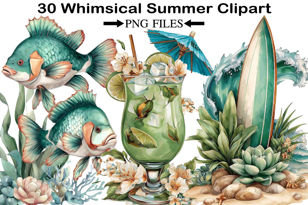 Whimsical Summer Clipart, an Illustration by Black Bird Studio (Photo 1 of 5)