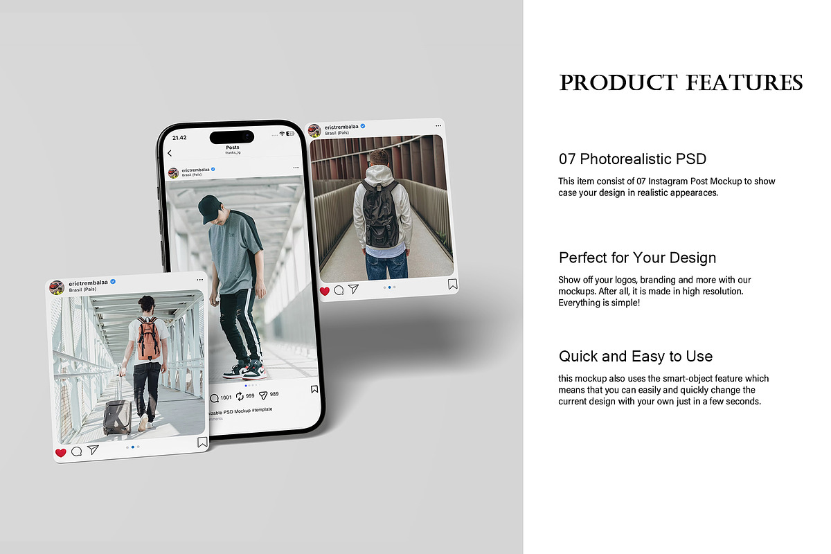 Social Media Instagram Mockup, an iPhone Mockup by Lxadesign (Photo 5 of 9)