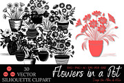 Flower Silhouette Vector Set, an Object Graphic by Une Affaire de Filles (Thumbnail 1 of 3)