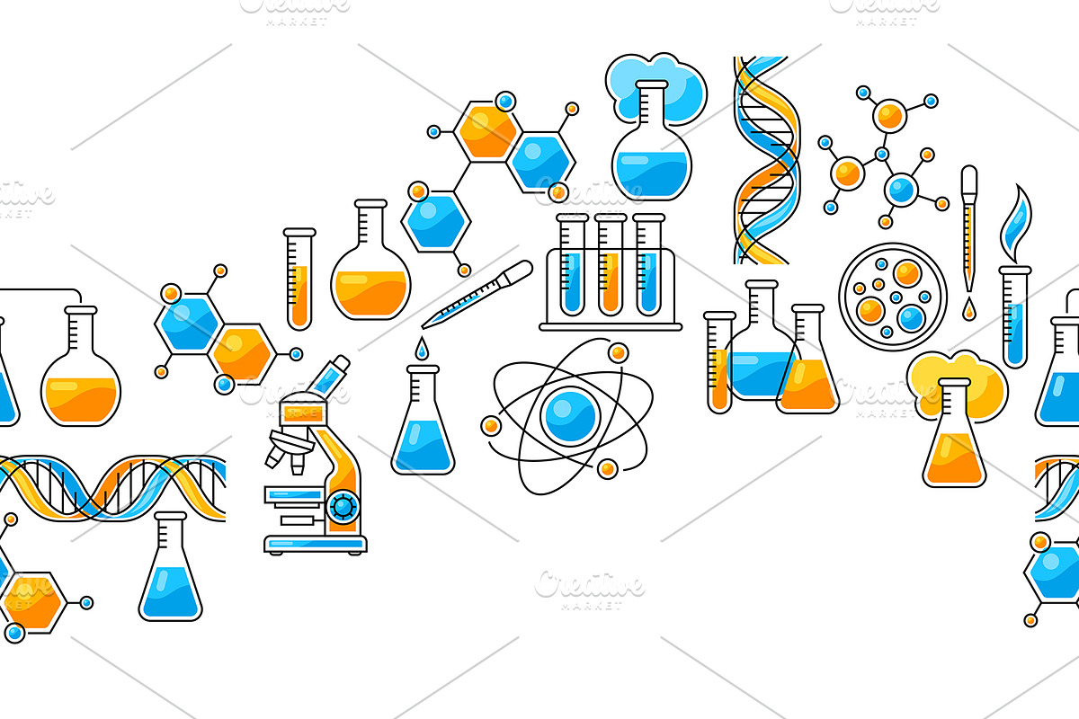 Pattern with science items., a Technology Illustration by incomible