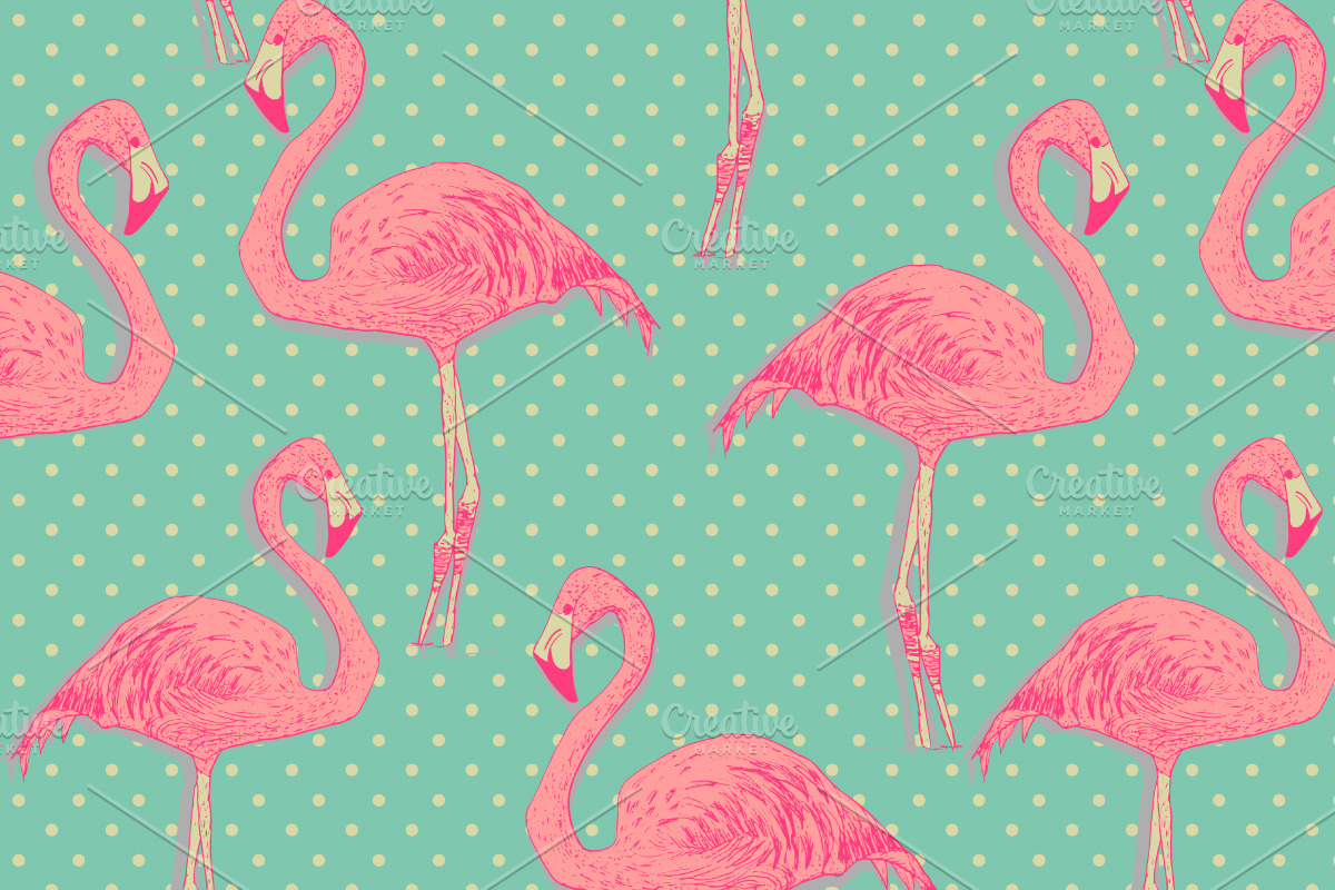 Flamingo patterns set preview 3