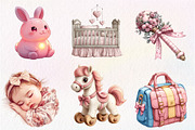 Pink Baby Girl Nursery Clipart, an Illustration by CreationArt (Thumbnail 7 of 9)
