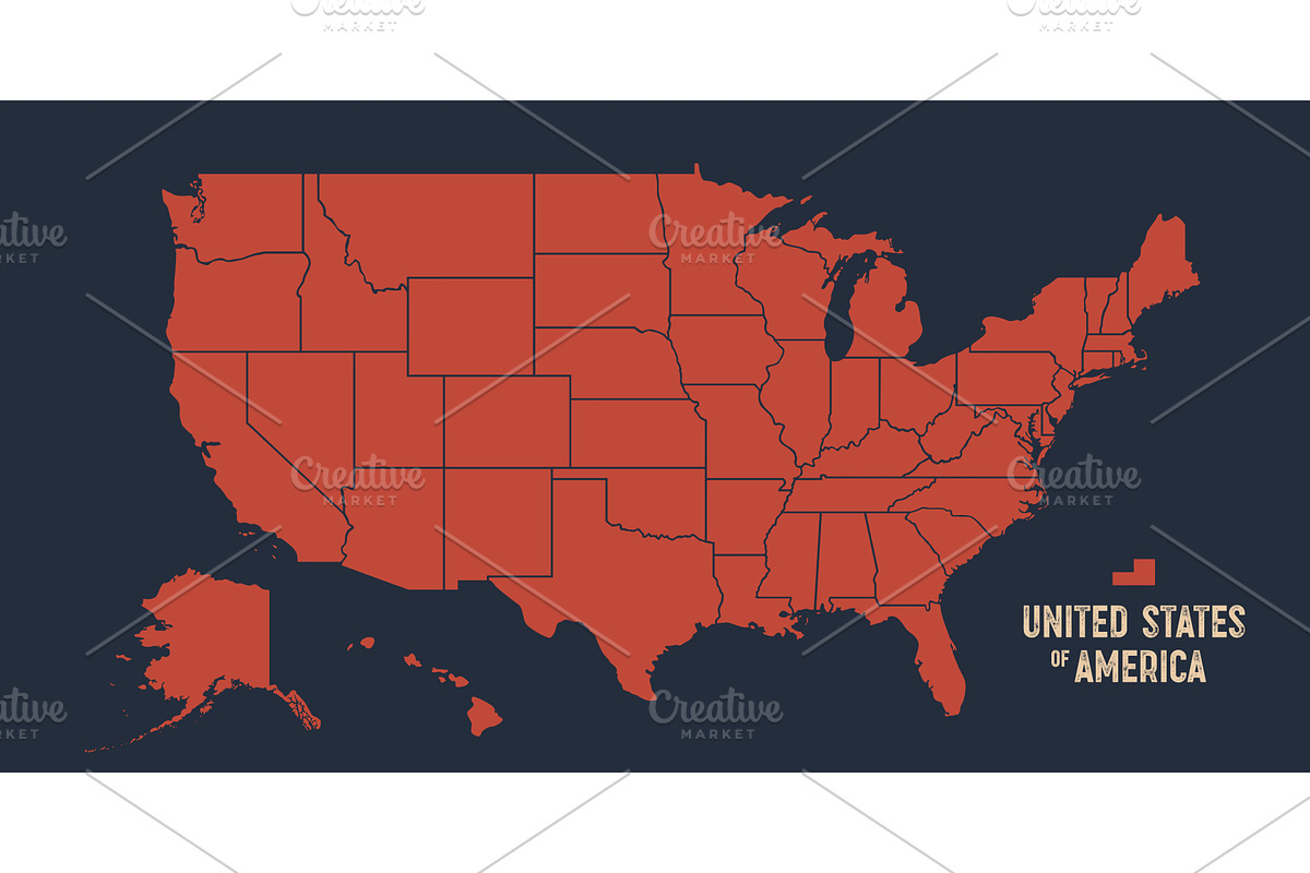 USA Map. Poster map of United States, an Illustration by Foxys Graphic