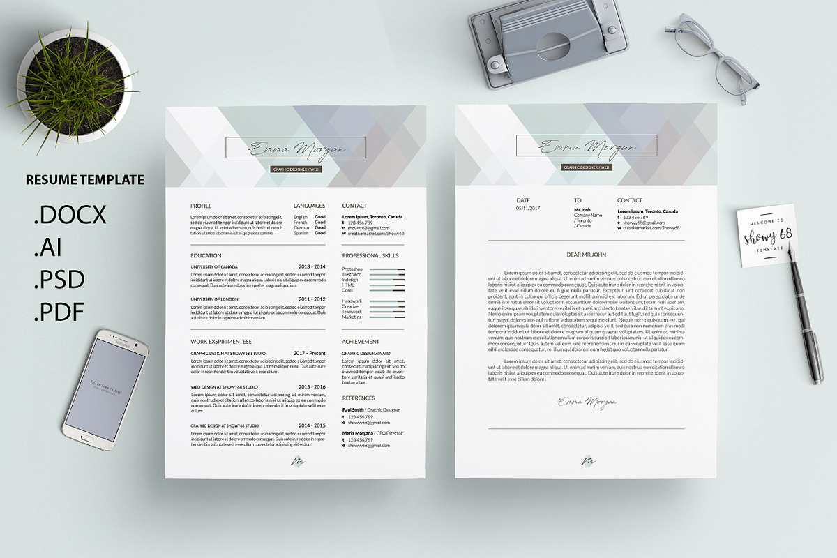 Crystal Pastel CV /Resume Template M, a Resume Template by Showy68 Template (Photo 1 of 4)