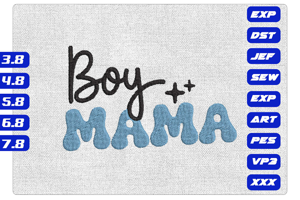 Retro Boy Mama Blue Embroidery File, an Illustration by Purpose Ekbal (Photo 1 of 3)