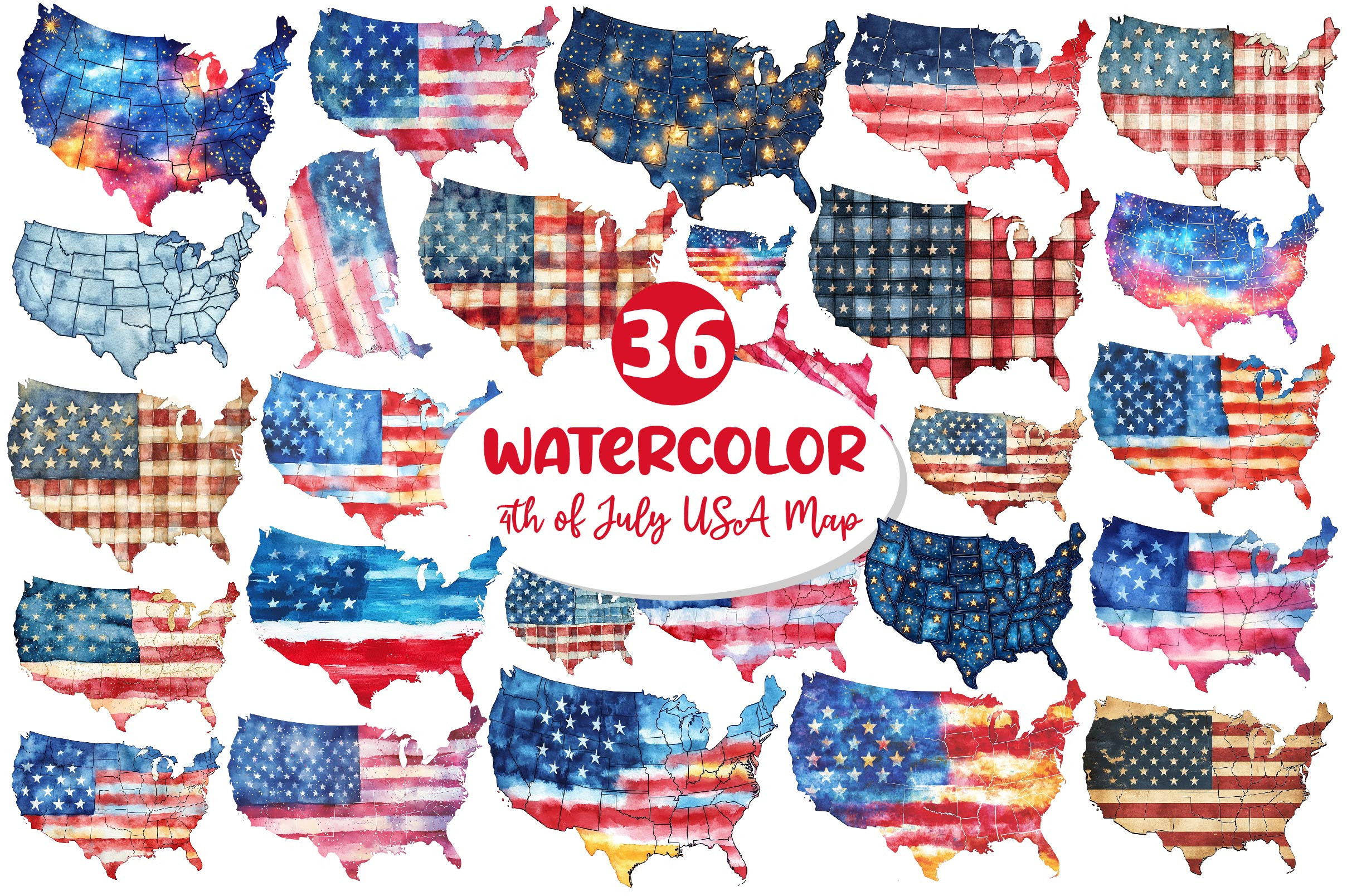 4th of July USA Map Sublimation, an Illustration by Dream Creation