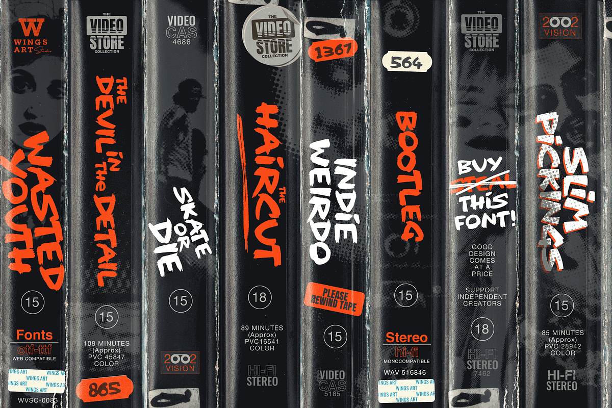 Wasted Youth: 90s Grunge Brush Font, a Handwritten Font by Wingsart Studio (Photo 2 of 20)