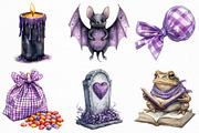 Watercolor Purple Gingham Halloween, an Illustration by Craft Nest (Thumbnail 2 of 6)