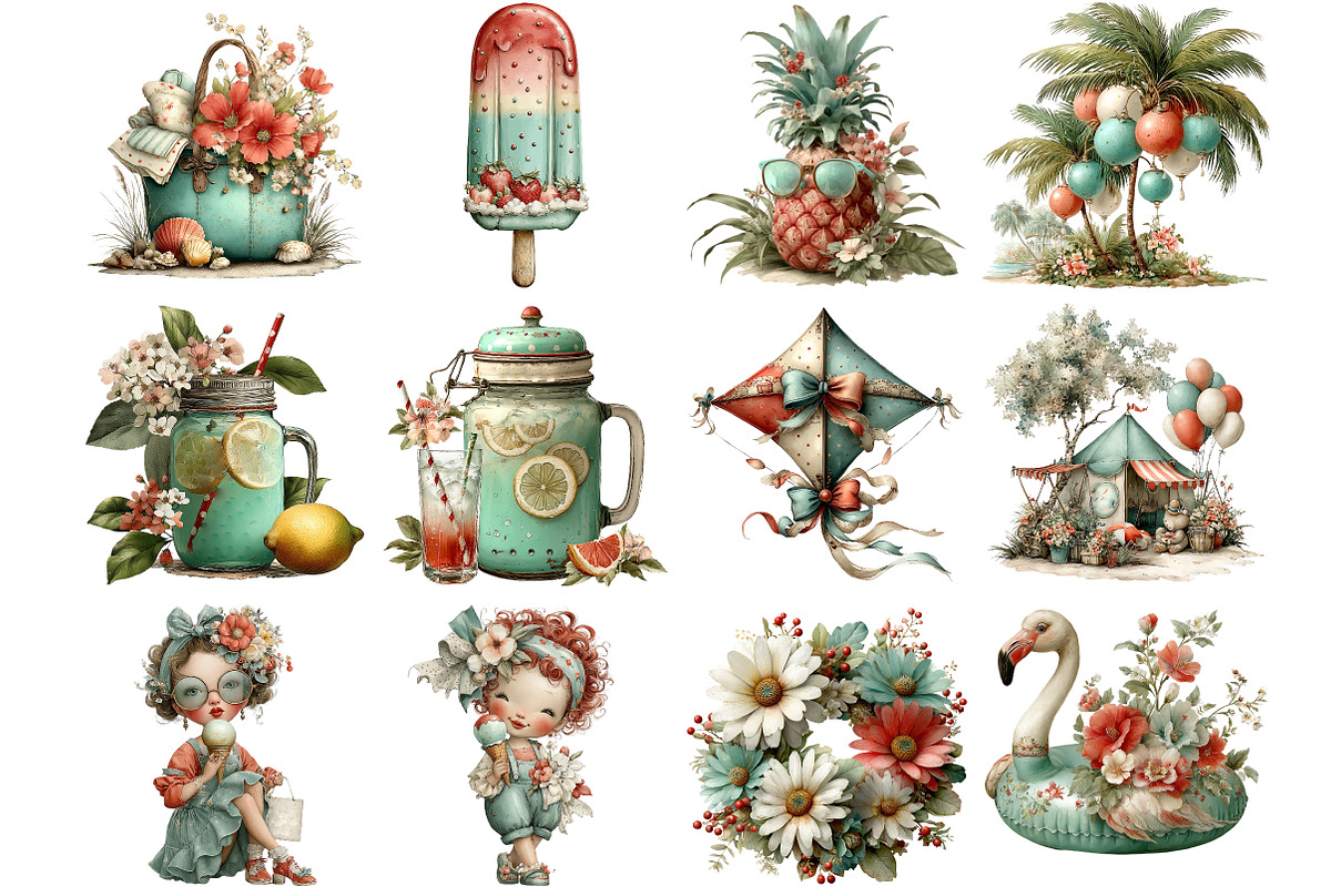Whimsical Summer Clipart, an Illustration by DreamArtGraphic (Photo 5 of 5)