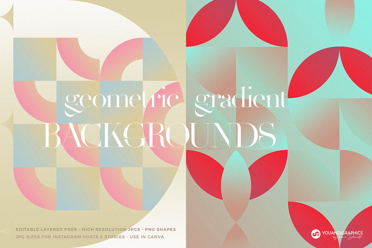 Geometric Gradient Backgrounds, a Graphic by Youandigraphics