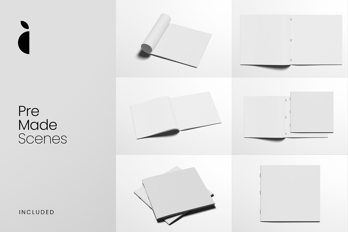 Square Catalog Mockup Kit, a Books & Magazine Mockup by Catkie - Digital Art (Photo 3 of 9)