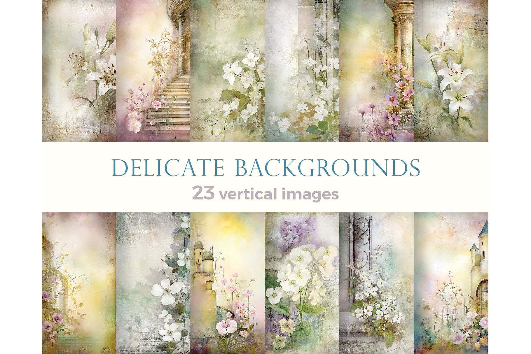 Delicate backgrounds with flowers, a Background Graphic by Bubert Art