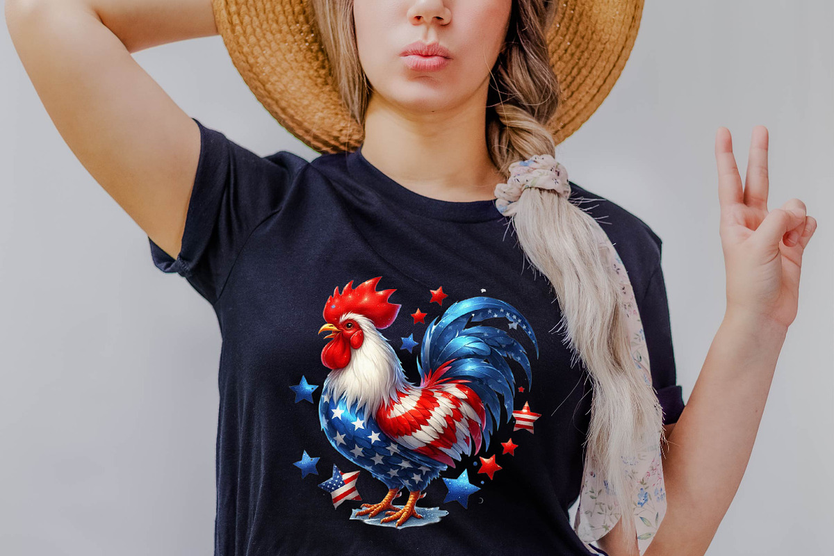 Watercolor Patriotic Cock  Sublimati, an Illustration by SVGArt (Photo 8 of 8)