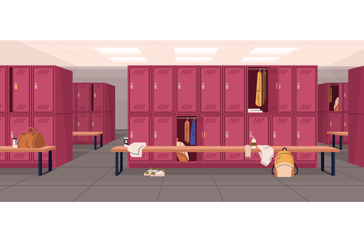 Men's dressing or locker room in gym, a Sport Illustration by Good Studio (Photo 2 of 3)