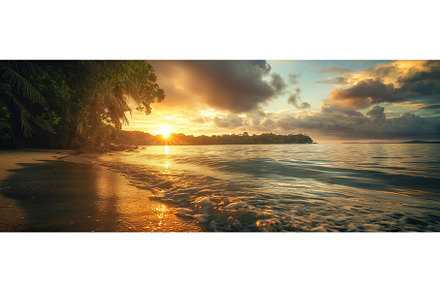 Tranquil Sunset Over Serene Beach, a Nature Photo by BazziBa♥