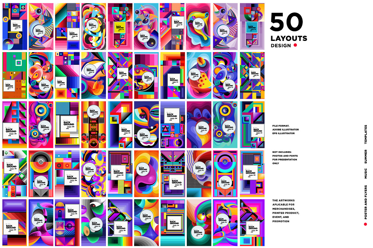50 Colorfful Abstract Background, a Decorative Illustration by singpentinkhappy (Photo 2 of 8)