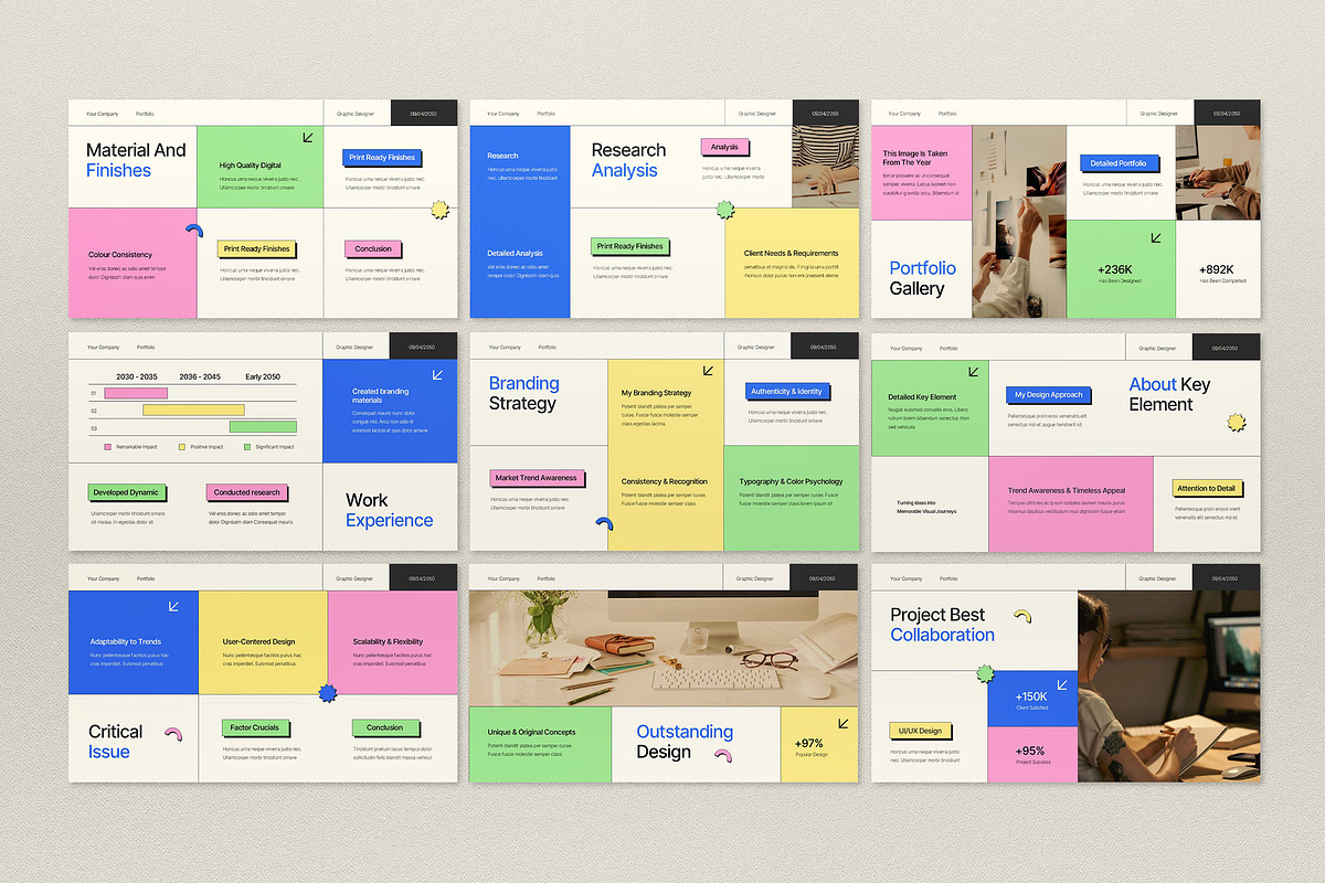 Cream Modern Creative Portfolio PPT, a Presentation Template by graphicook (Photo 3 of 4)