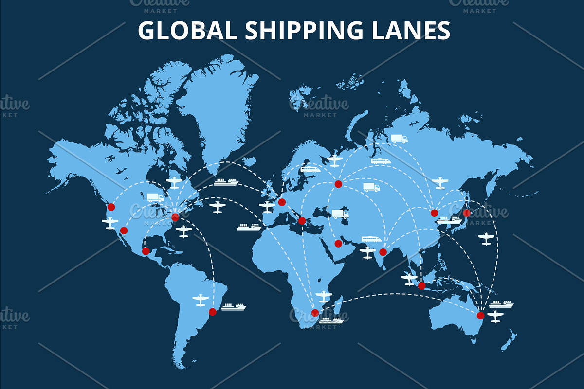 Global shipping lanes, a Transportation Illustration by winwin.art