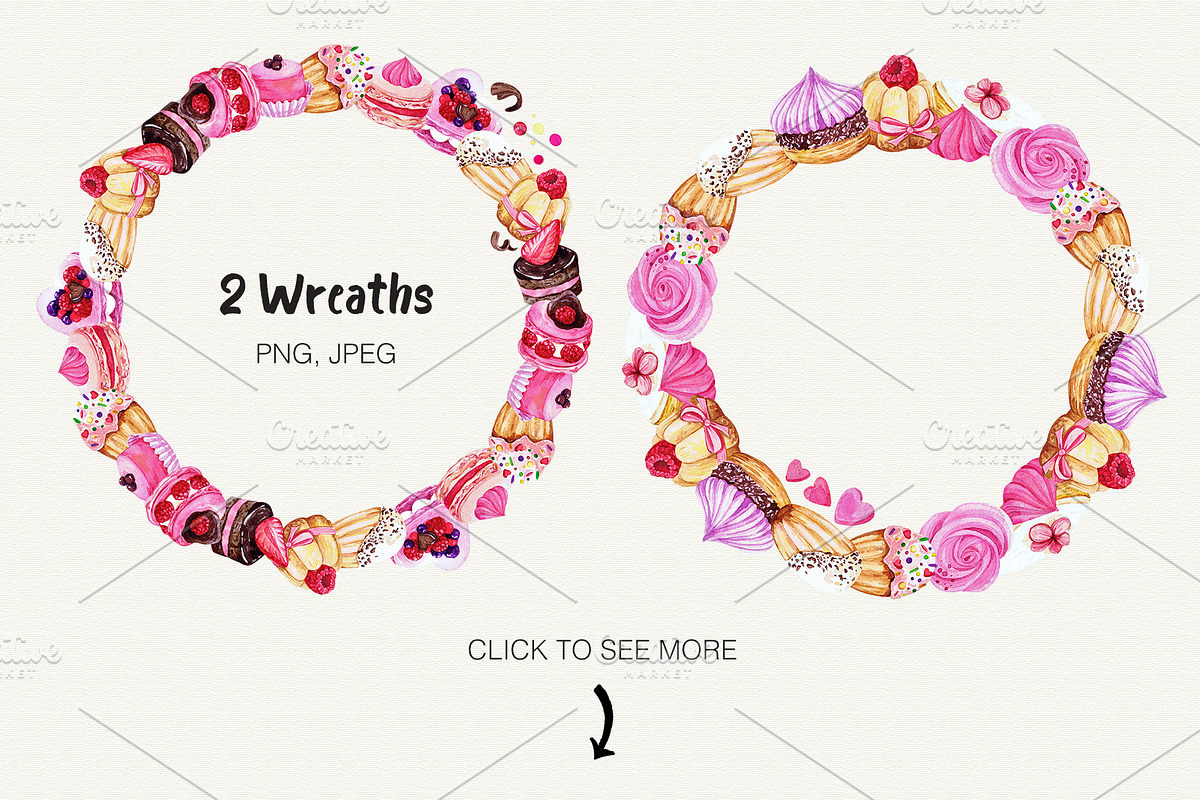 French Sweets Watercolor Collection, a Food Illustration by Olga Alexeenko (Photo 5 of 6)