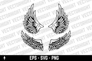Set of illustrations of wings svg, an Animal Illustration by Vectorhight
