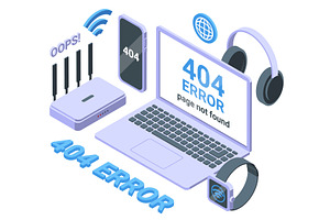 404 lost page. Wifi internet broken, a Technology Illustration by Valerie Bodnar