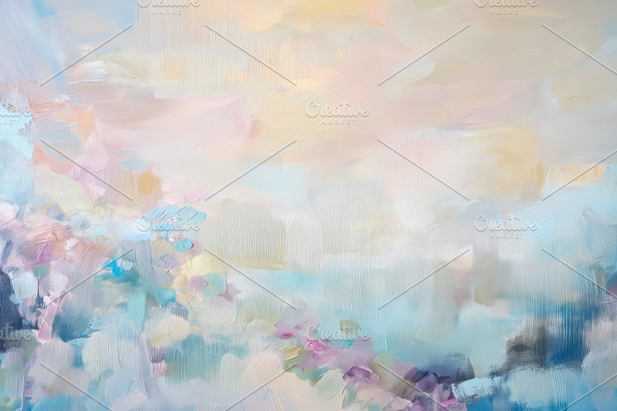 Abstract pastel oil painting showcasing soft brushstrokes and an, a Decorative Illustration by Studio ANNA