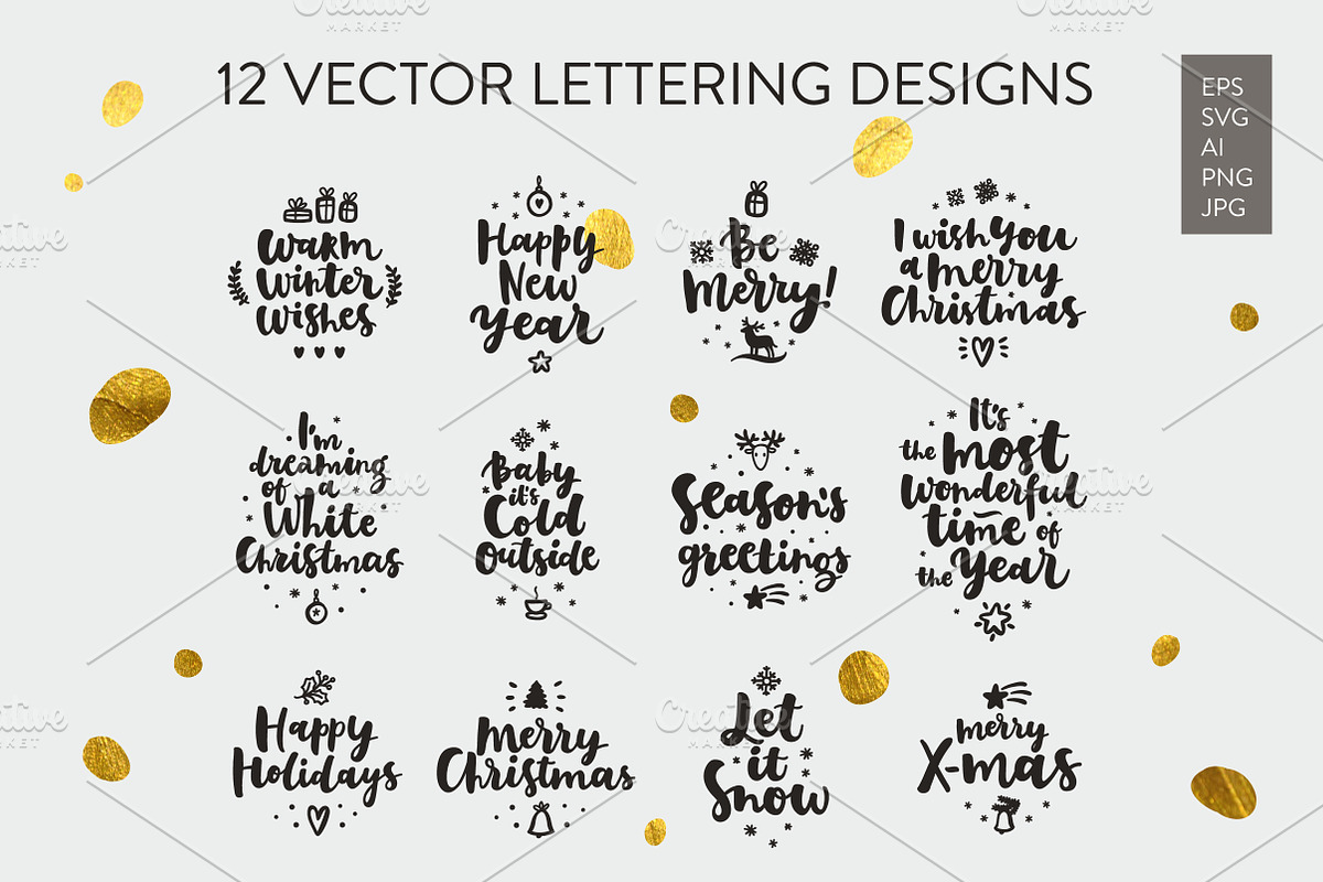 12 Merry Christmas Vector Set, a Decorative Illustration by Nina's Illustration Shop (Photo 2 of 7)