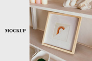 Square Mockup on Shelf Natural tones, a Print Template by HeraclesVisuals (Thumbnail 1 of 2)