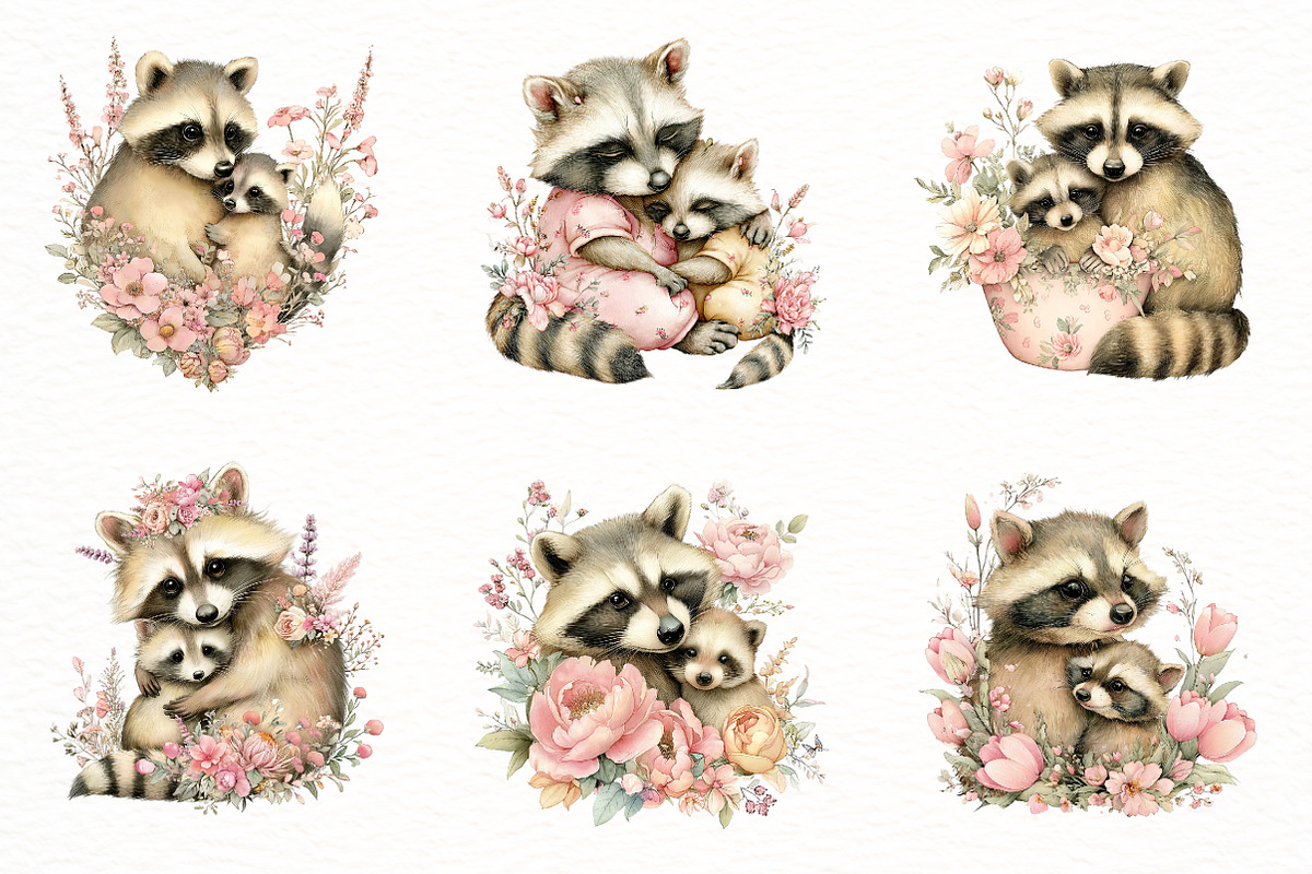 Whimsical Mother's Day Raccoon Clipa, an Illustration by Designworld (Photo 2 of 8)