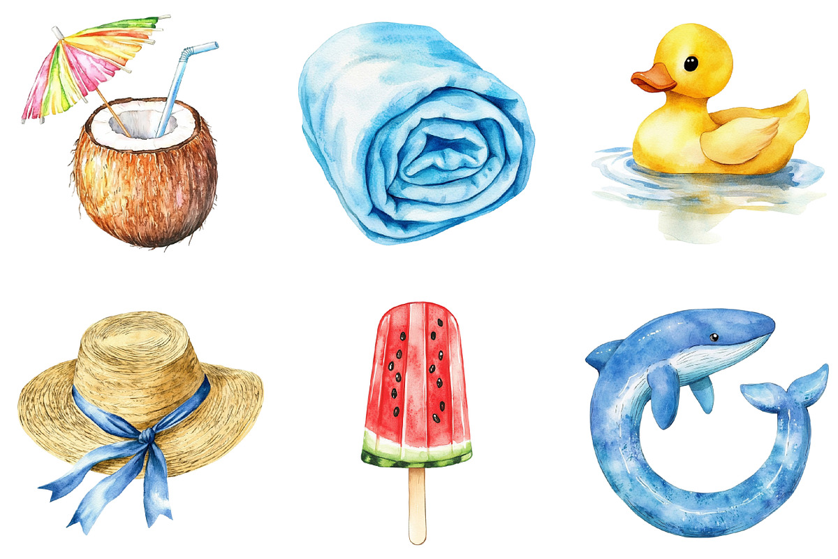 Summer Swimming Clipart, an Illustration by SinaCreation (Photo 3 of 4)